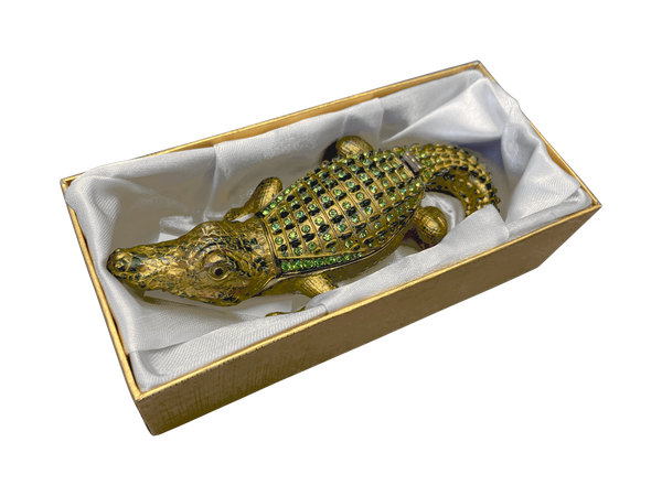 Gilded Alligator Trinket Box