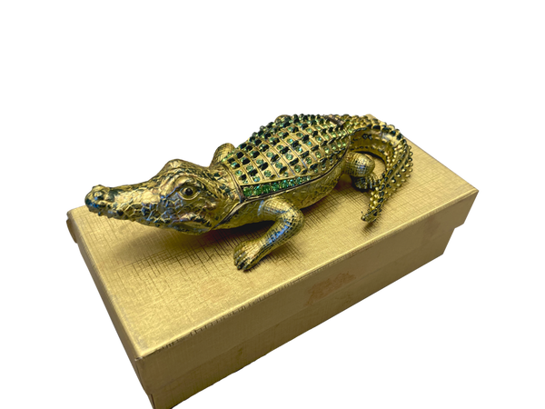 Gilded Alligator Trinket Box
