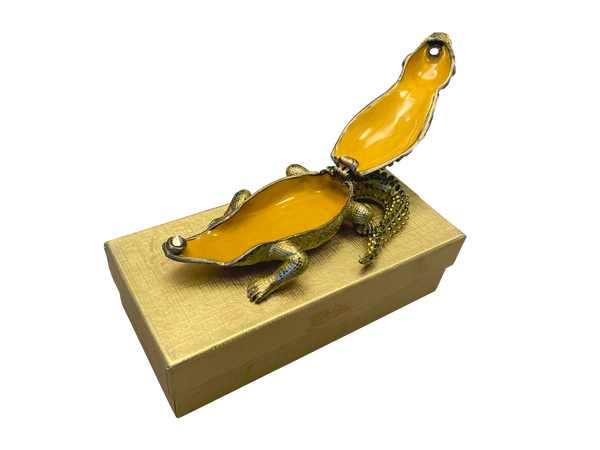 Gilded Alligator Trinket Box