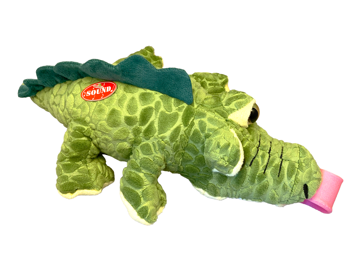 Stuffed Alligator with a Crazy Stick Out Tongue and Sound