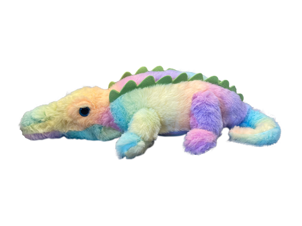 Super Soft Rainbow Patterned Gator Plush - 3 Sizes
