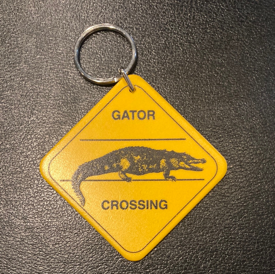 2 1/2” Yellow Gator Crossing Keyring