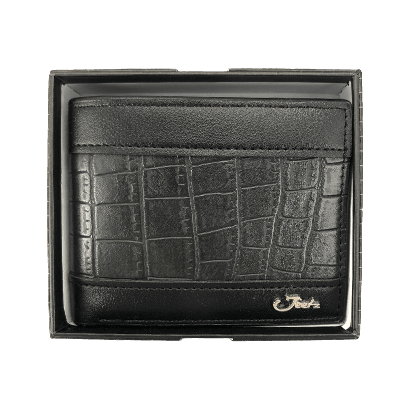 crocodile leather black brown wallet