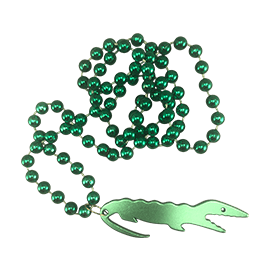 bottle opener alligator Mardi Gras beads green purple gold
