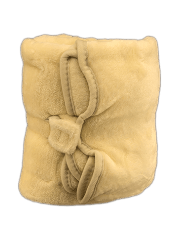 beige soft fold-up blanket with alligator