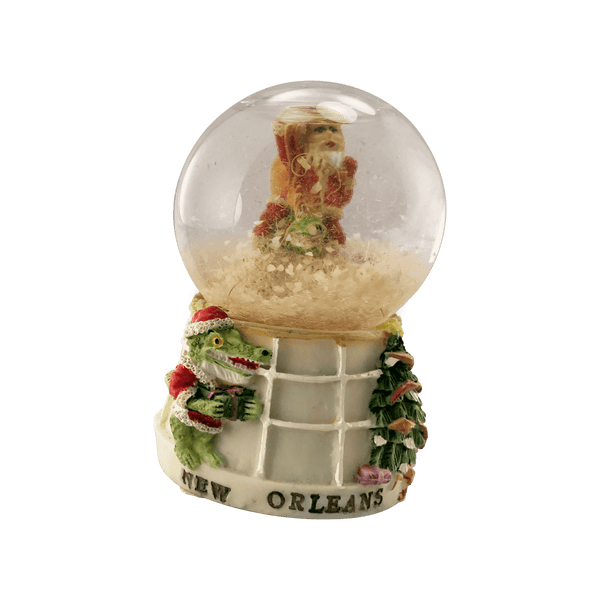 alligator santa snow globe