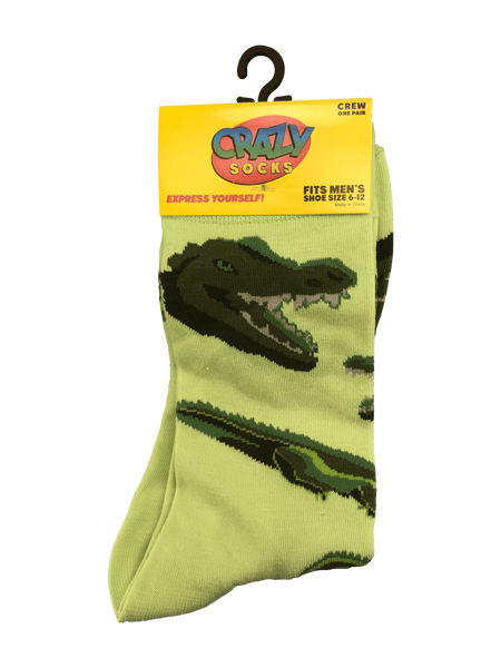 lime green socks with gator print