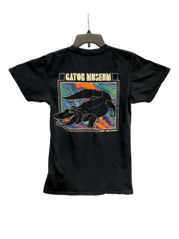Our signature shirt - Gator Museum Est. 2022 on the front with colorful neon gator on the  back, (Adult)