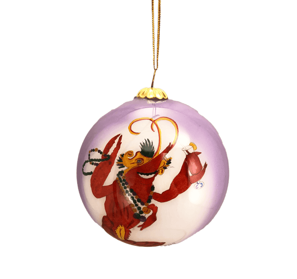 ball ornament with alligator & crawfish