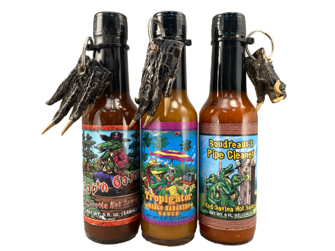 Seriously Tasty Hot Sauces (11 Kinds) and a Free Real Alligator Foot Key Ring