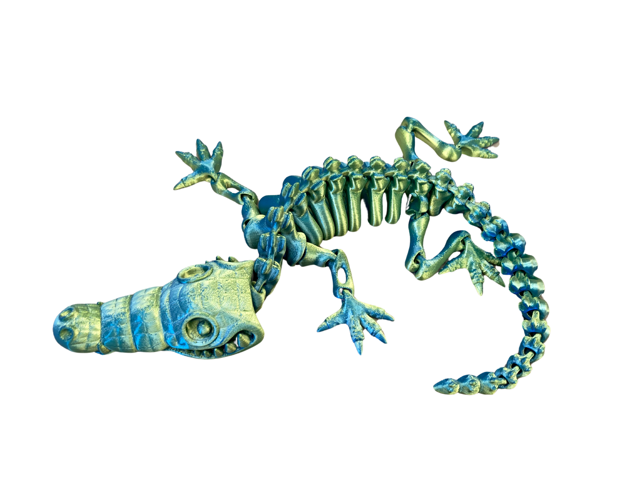 Green-Blue  3D Printed Alligator Fidget Toy
