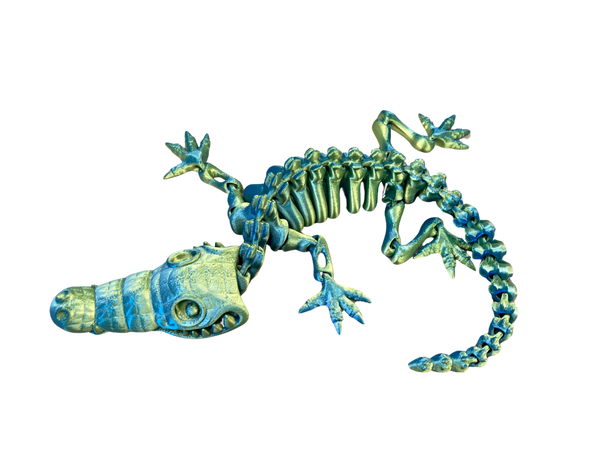Green-Blue  3D Printed Alligator Fidget Toy