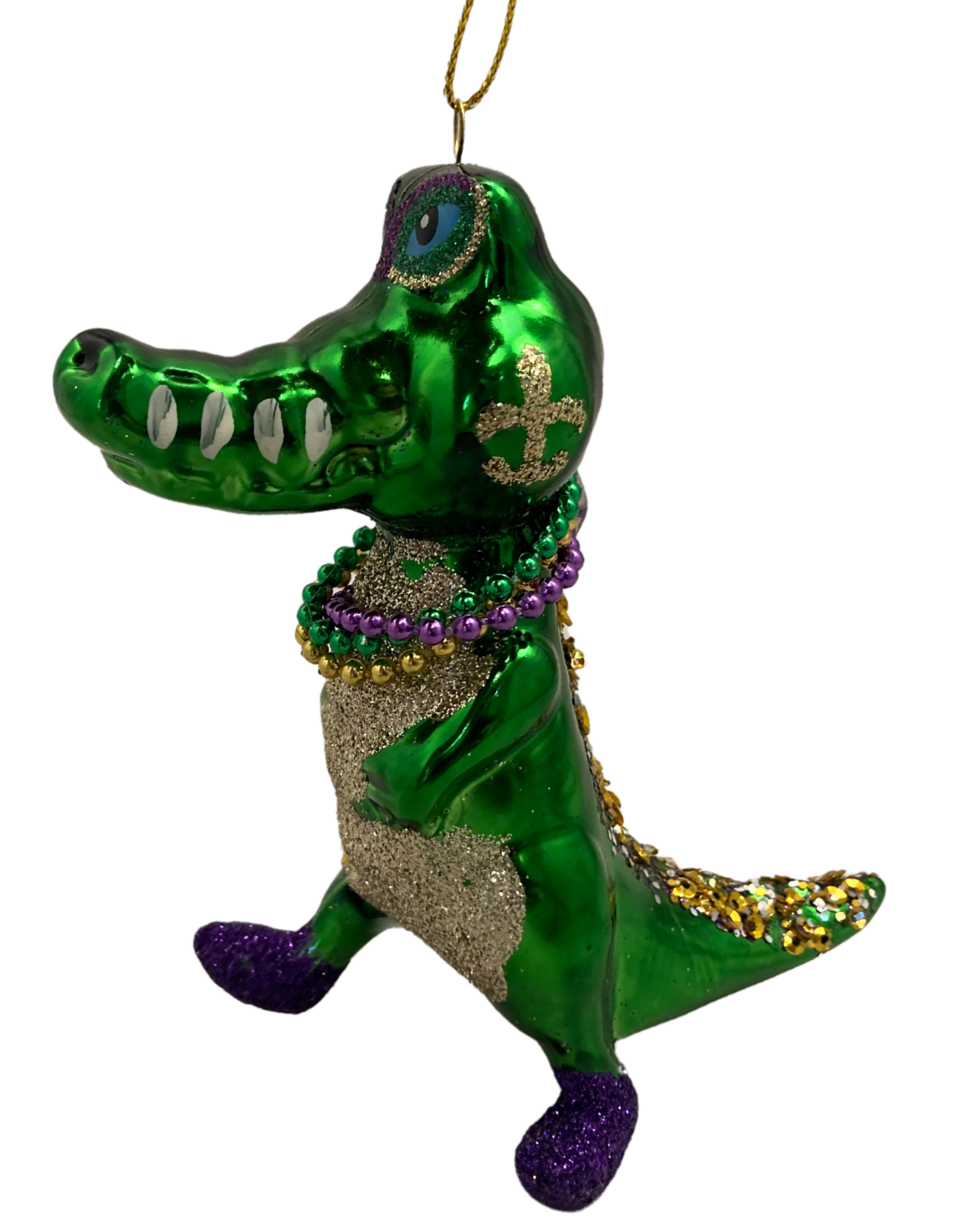 Mardi Gras Reveler Gator Ornament