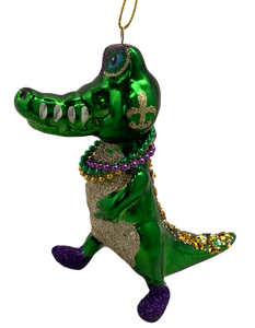 Mardi Gras Reveler Gator Ornament