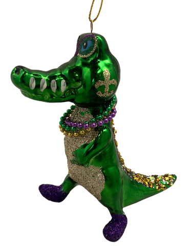 Mardi Gras Reveler Gator Ornament