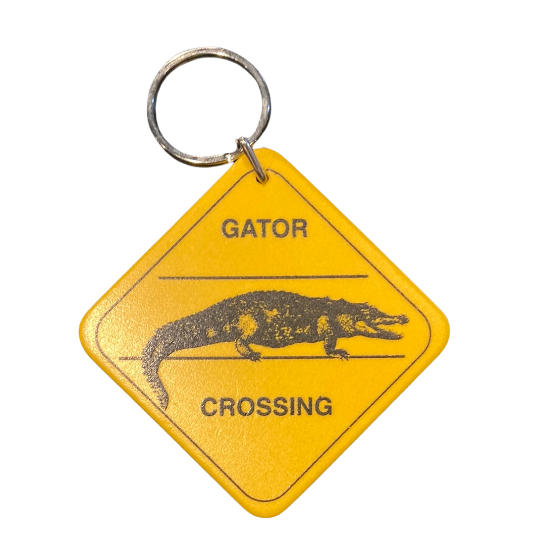 2 1/2” Yellow Gator Crossing Keyring