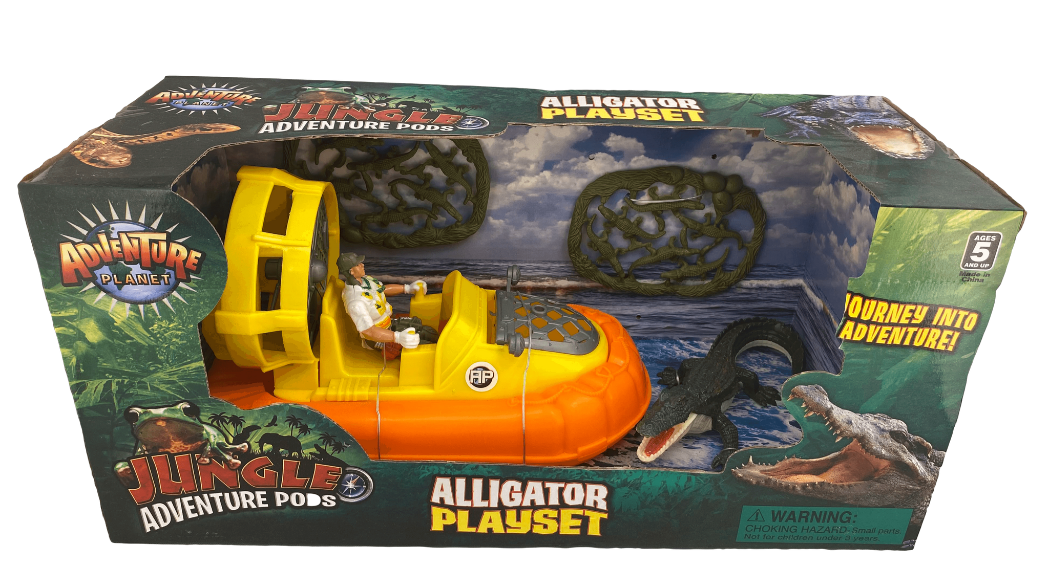 Get the Captain and his Airboat, two alligator nests and a momma gator! Great Set!