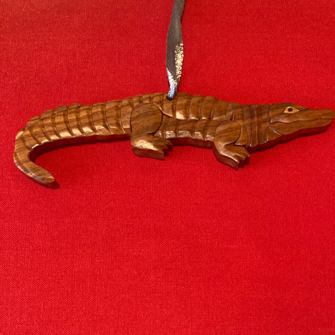 Wooden alligator ornament