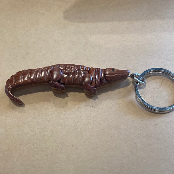 Wooden Alligator Keychain