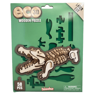 Laser-Cut 58-piece Alligator 3D Wooden Puzzle