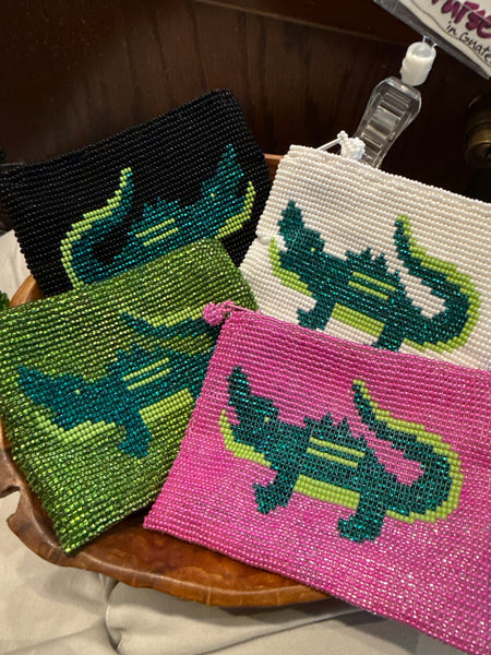 NEW! Sparkly Beaded Alligator Coin Purses