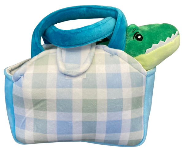 Happy Plush Gator in Embroidered Purse