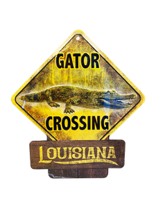 11” by 12” Gator Crossing Louisiana Sign