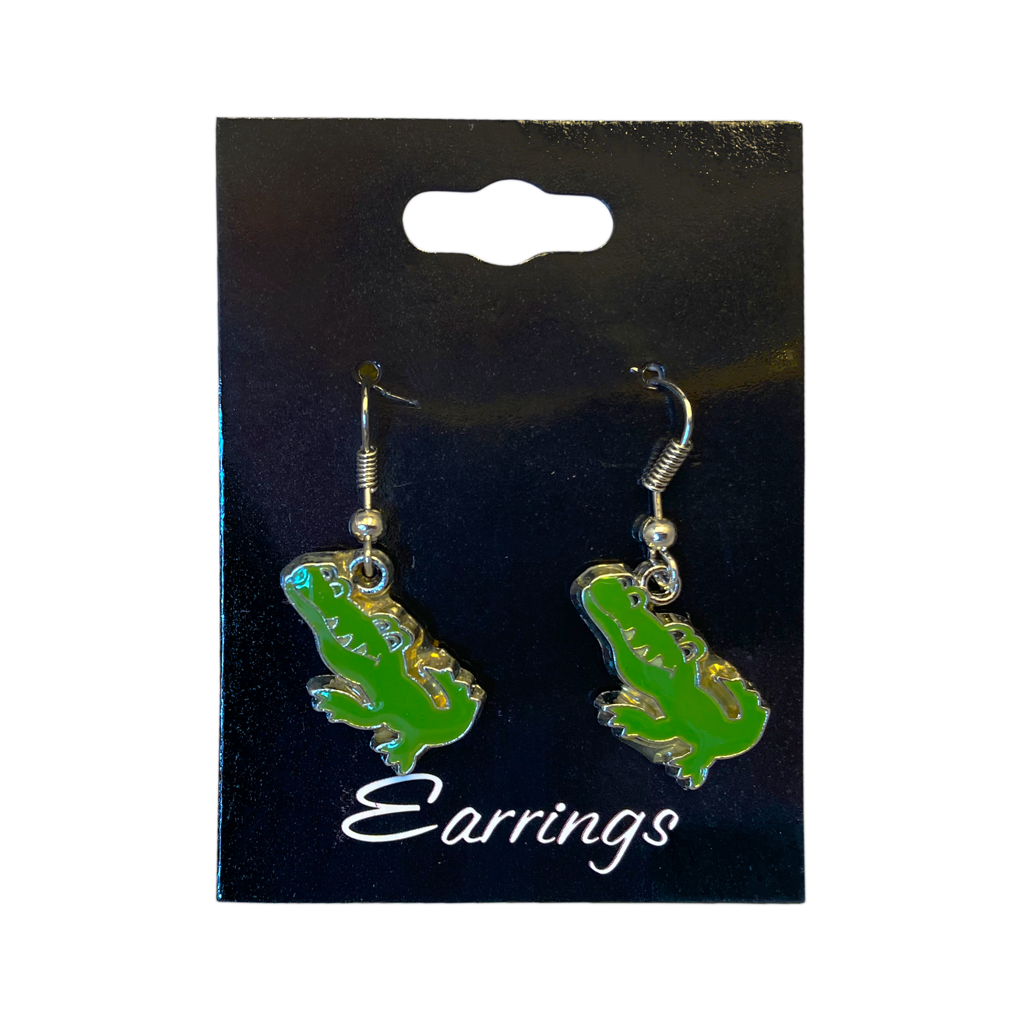 Cute Green Alligator Earrings