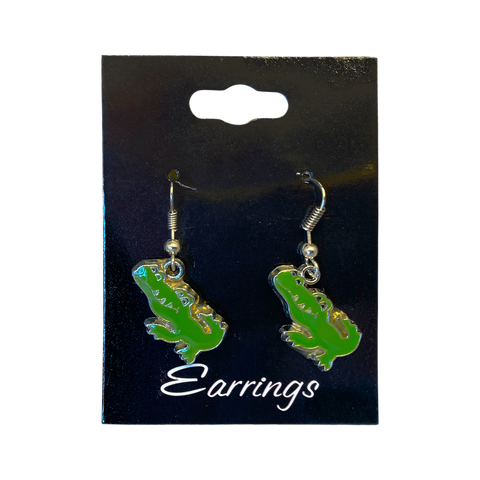 Cute Green Alligator Earrings