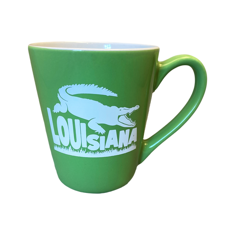 Louisiana Gator Mug in Green and White