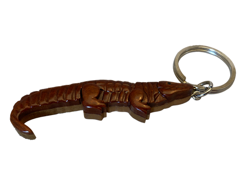 Wooden Alligator Keychain