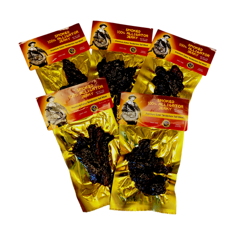 Premium Jerky Pack -  5 packs 100% Hickory Smoked Alligator Tenderloin Tail Meat