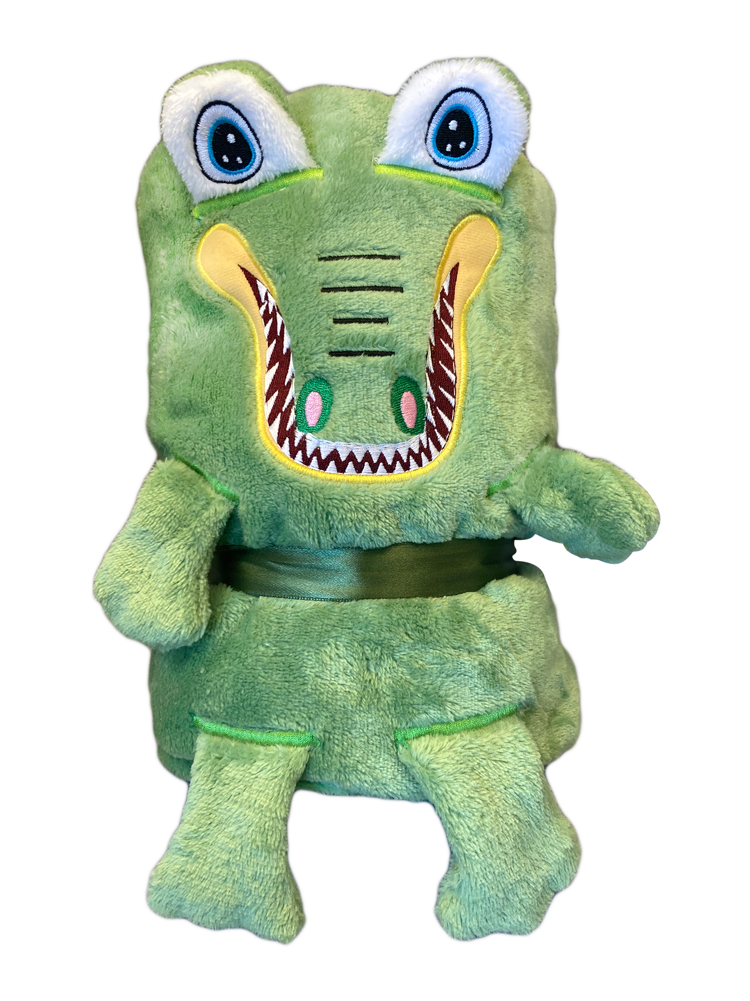 50” x 31” soft plush blanket with friendly embroidered Gator face
