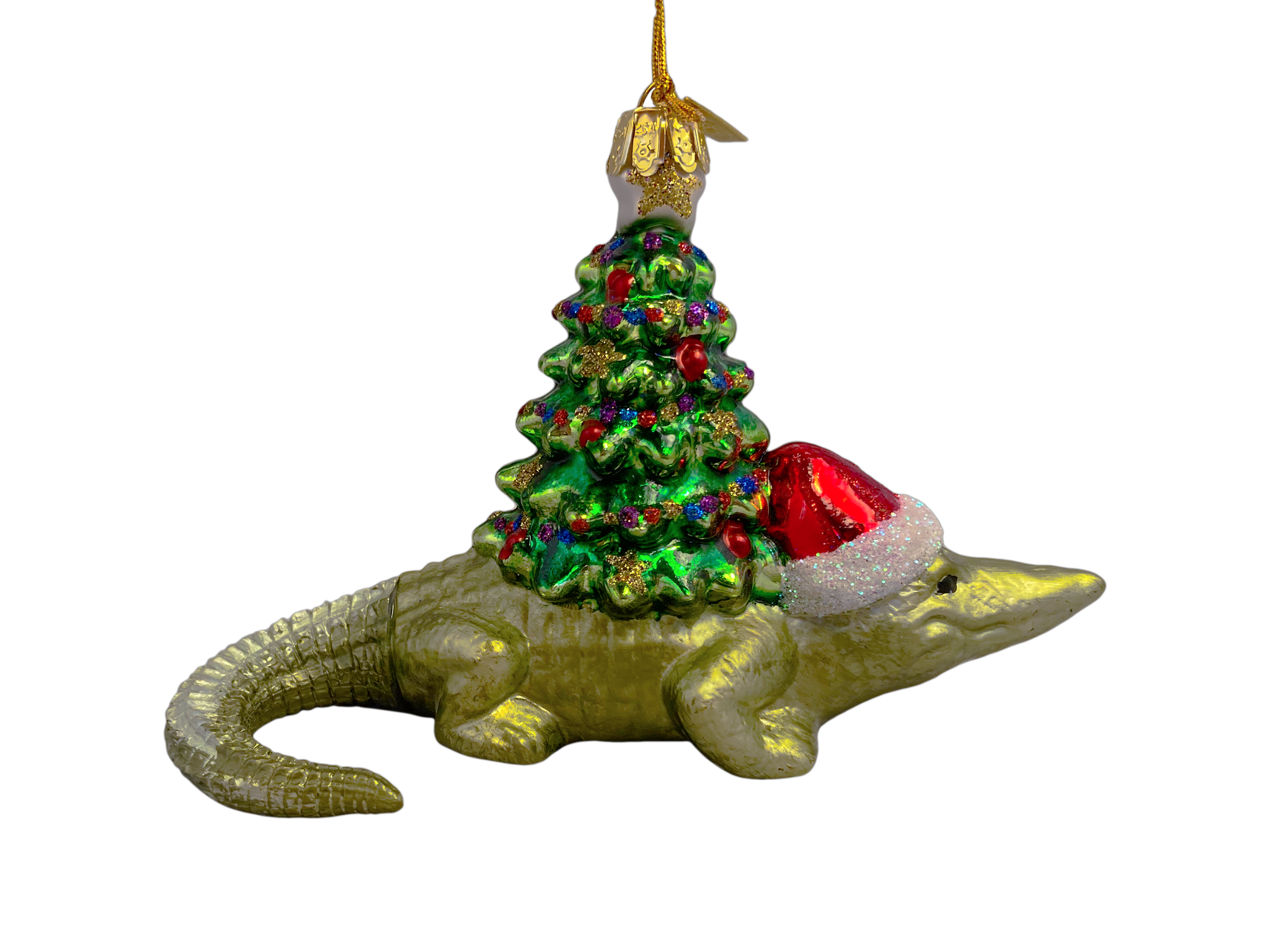 Santa Gator w/ Christmas Tree Ornament