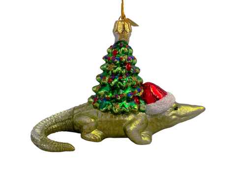 Santa Gator w/ Christmas Tree Ornament