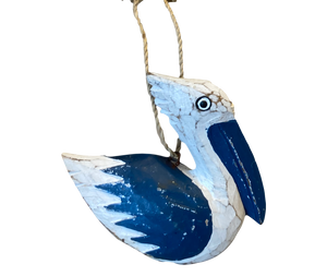 Hand-carved Pelican Christmas Ornament