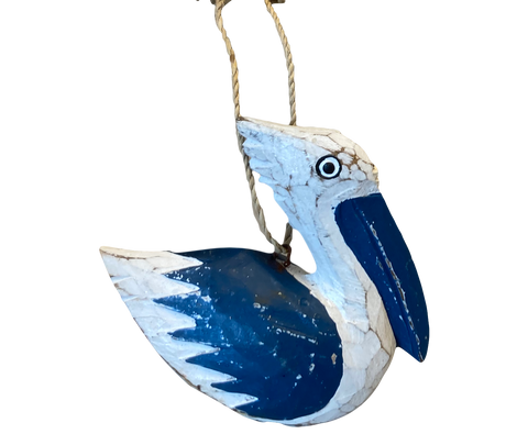 Hand-carved Pelican Christmas Ornament