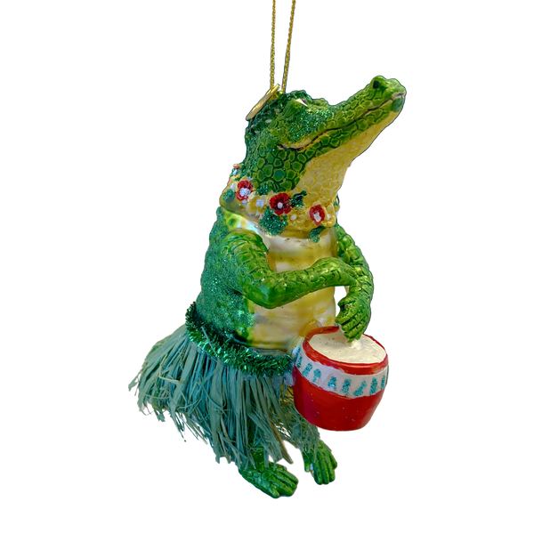 Collectible Glass Ornament - Grass Skirt and Bongo Drums