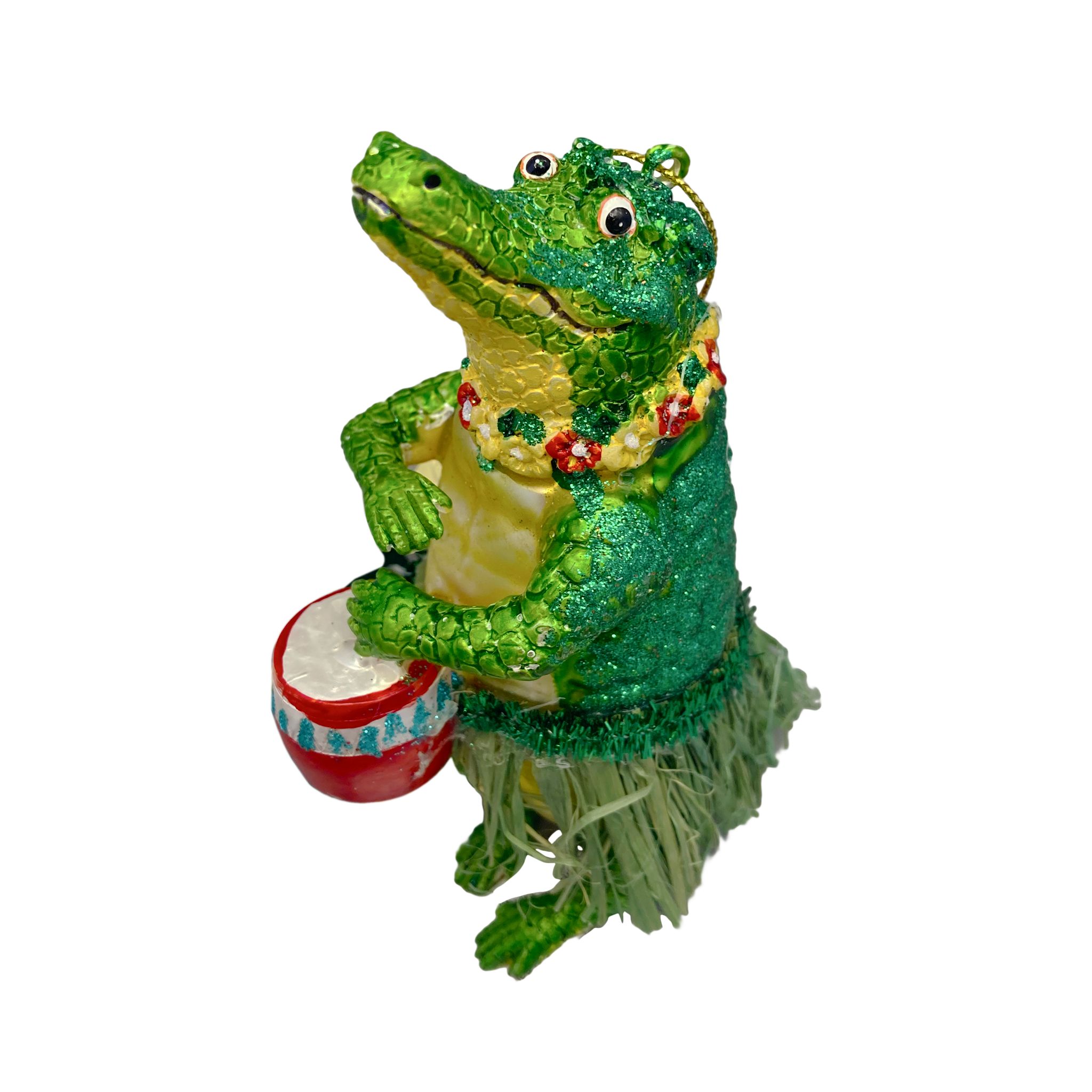 Collectible Glass Ornament - Grass Skirt and Bongo Drums