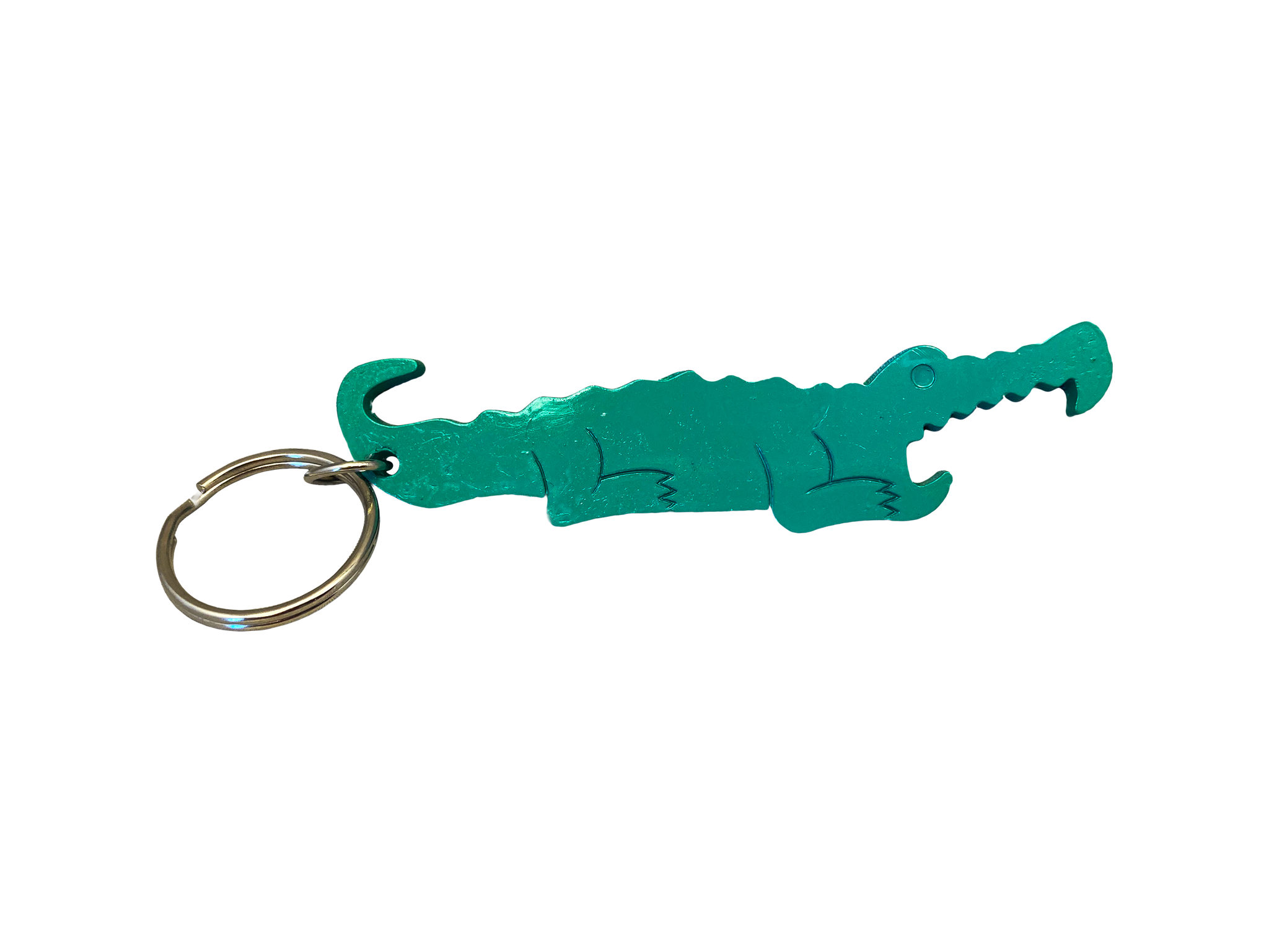 Alligator-shaped green metal alligator-shaped keyring