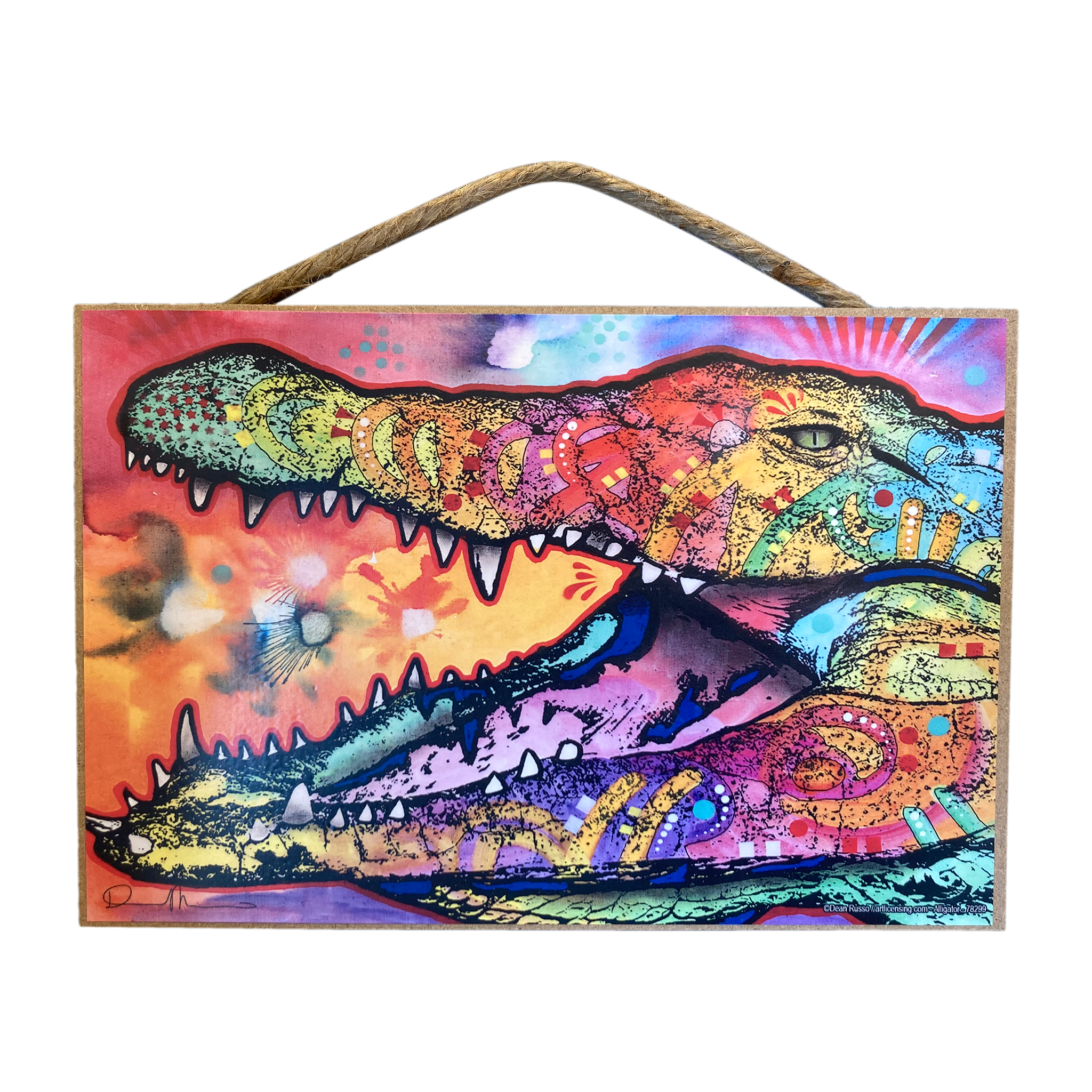 Multicolor Alligator Wood Plaque