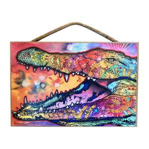 Multicolor Alligator Wood Plaque