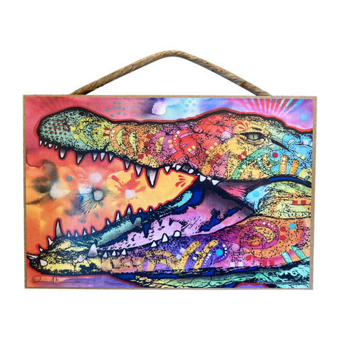 Multicolor Alligator Wood Plaque