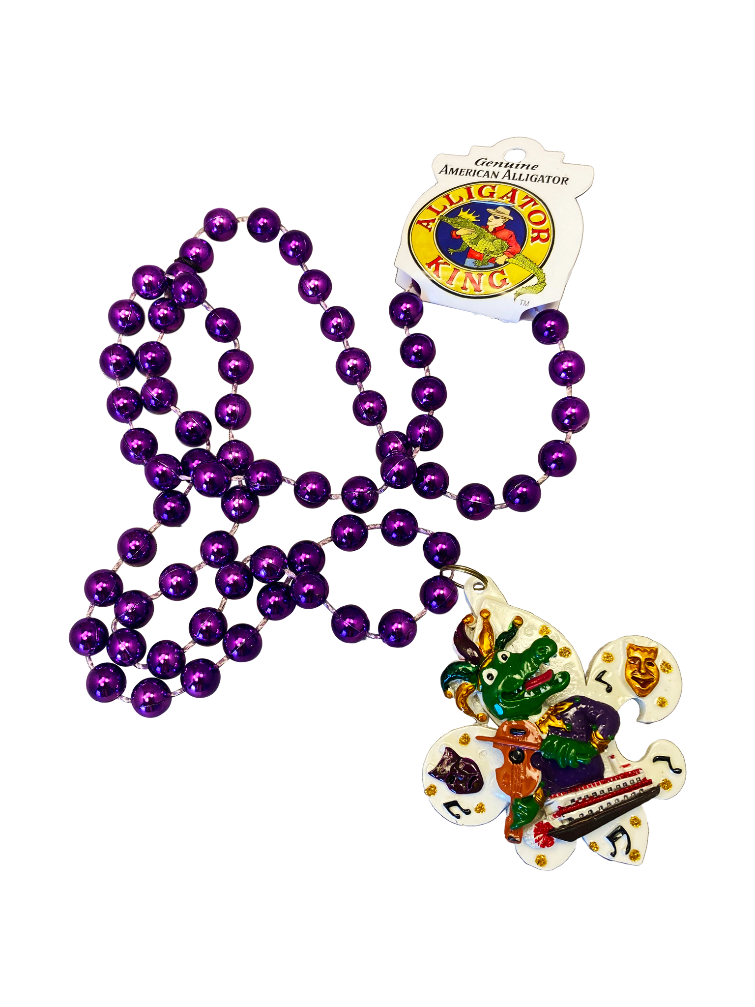 Jester Alligator on Fleur de Lis Medallion Beads