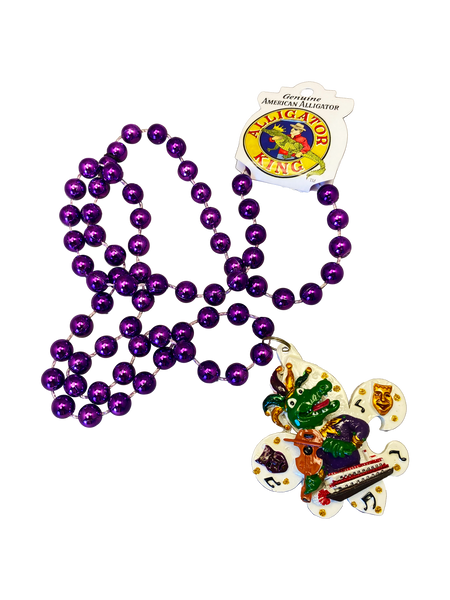 Jester Alligator on Fleur de Lis Medallion Beads