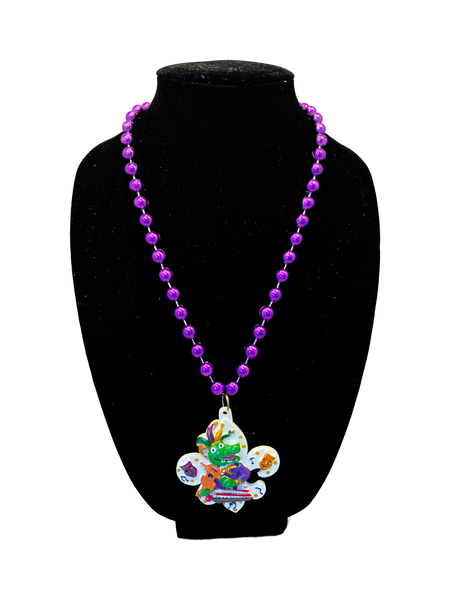 Jester Alligator on Fleur de Lis Medallion Beads