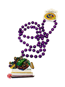 Jazzy Sax-Playing Alligator and Paddlewheel Mardi Gras Beads