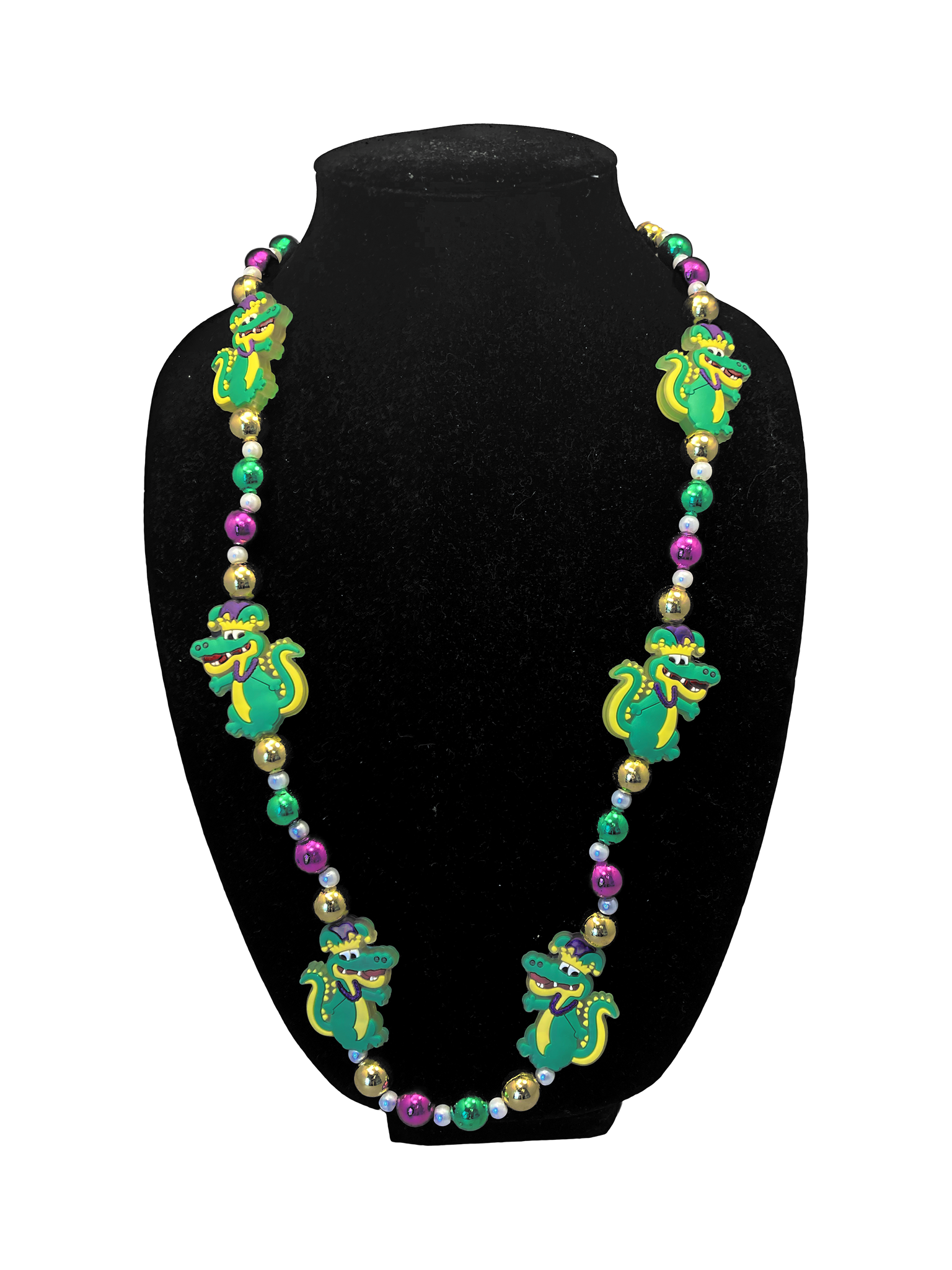 Mardi Gras Beads - 6 Light up Mardi Gras Alligator with crowns