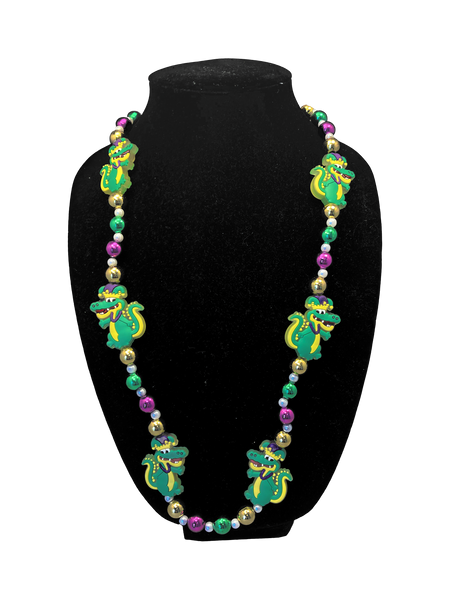 Mardi Gras Beads - 6 Light up Mardi Gras Alligator with crowns