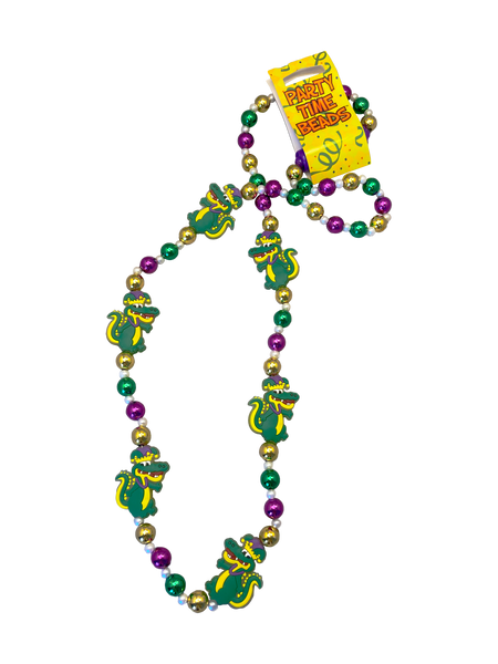 Mardi Gras Beads - 6 Light up Mardi Gras Alligator with crowns
